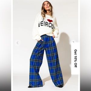 Dressed in LALA Blue Plaid Wide Leg Pants